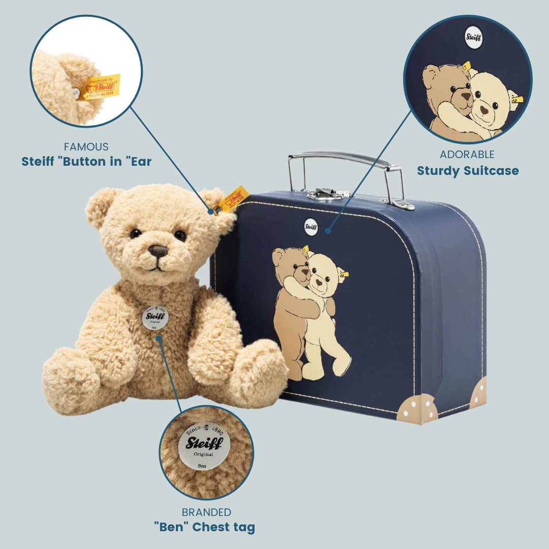 Steiff Ben Teddy Bear in Suitcase, Beige, Premium Stuffed Animal Plush - 2022 Amazon Exclusive, Small - Image 4