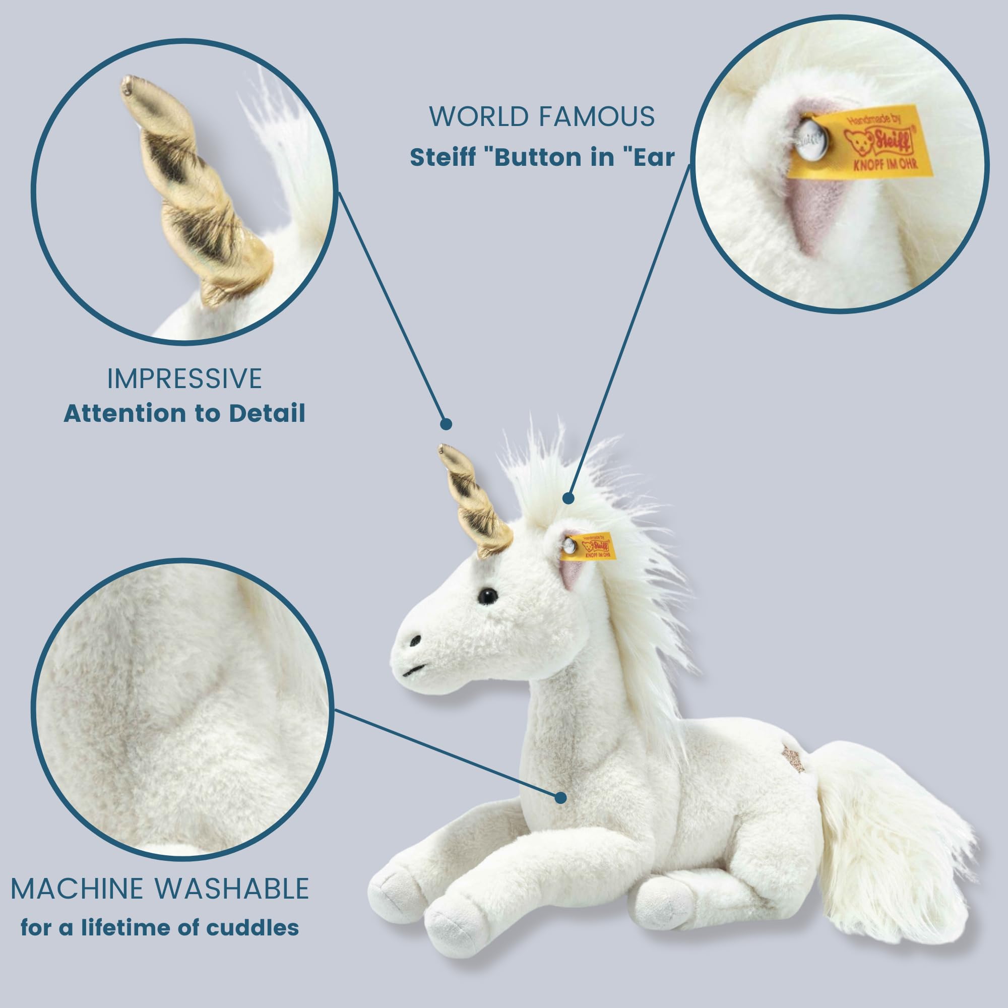 Steiff Handcrafted Since 1880 Premium Plush Dangling Stuffed Animal - 11" Unica Unicorn - Image 5