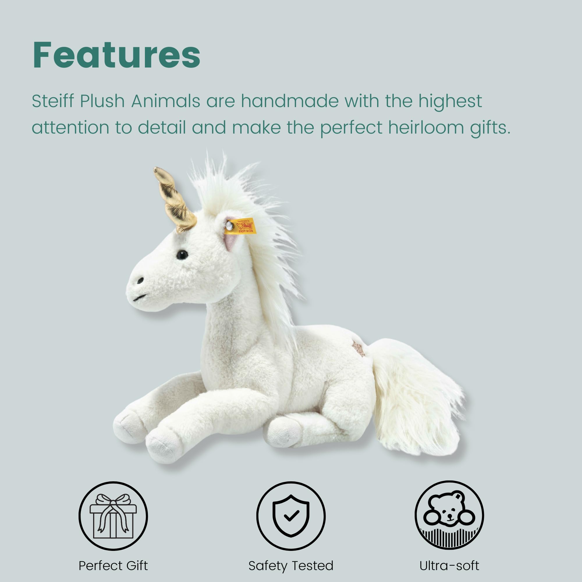 Steiff Handcrafted Since 1880 Premium Plush Dangling Stuffed Animal - 11" Unica Unicorn - Image 6
