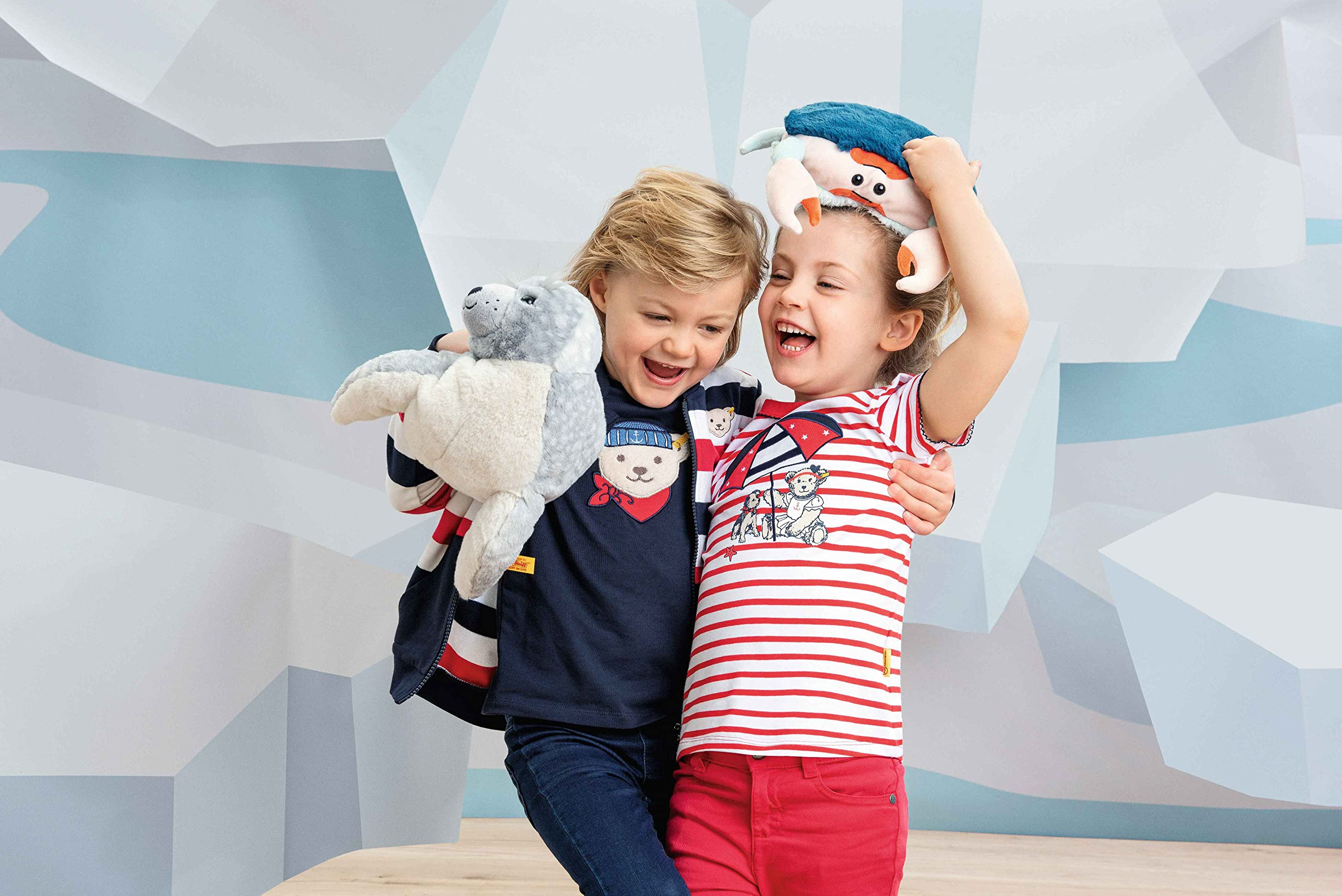 Steiff Marine Sealife Curby Crab Plush Stuffed Animal Toy Friend, Blue and Orange, 8" - Image 3