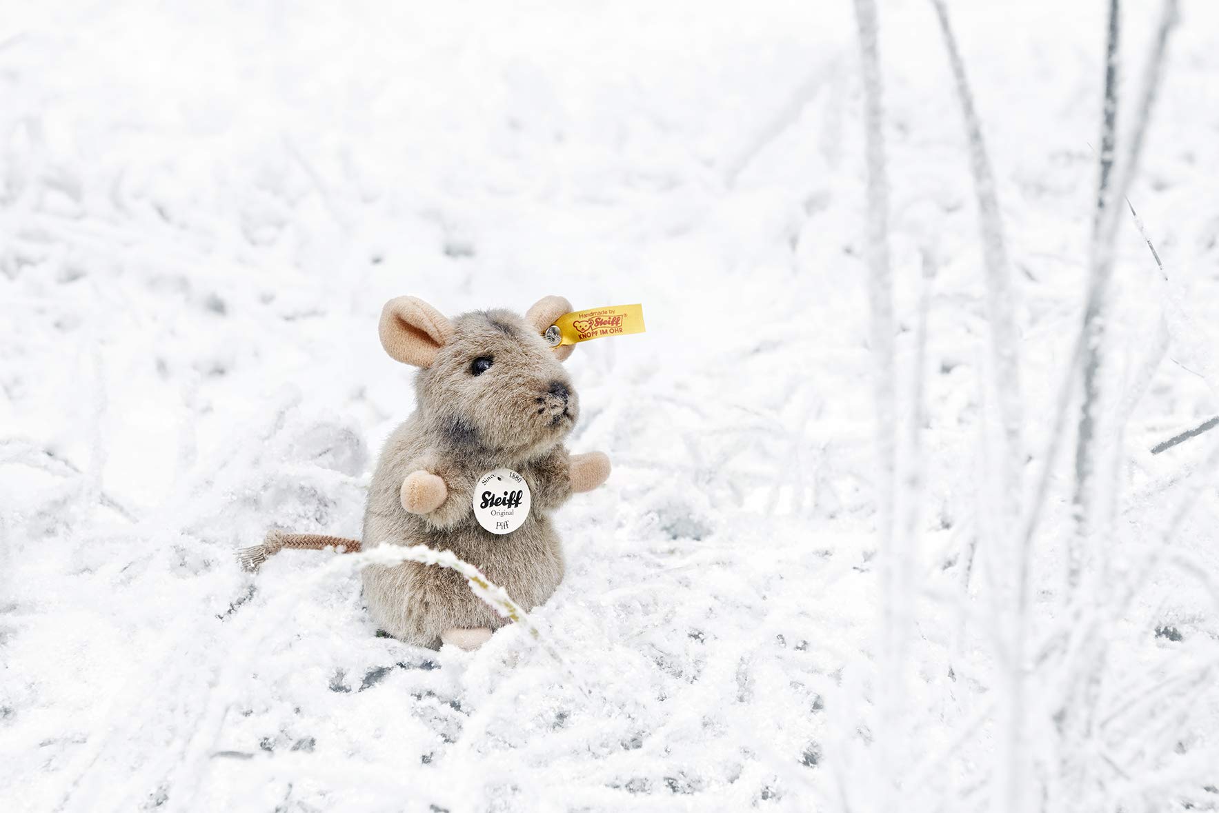 Steiff Piff Mouse Stuffed Animal with Soft Woven Fur - Premium Plush Toy or Gift for Ages 3 and Up, Grey - Image 4