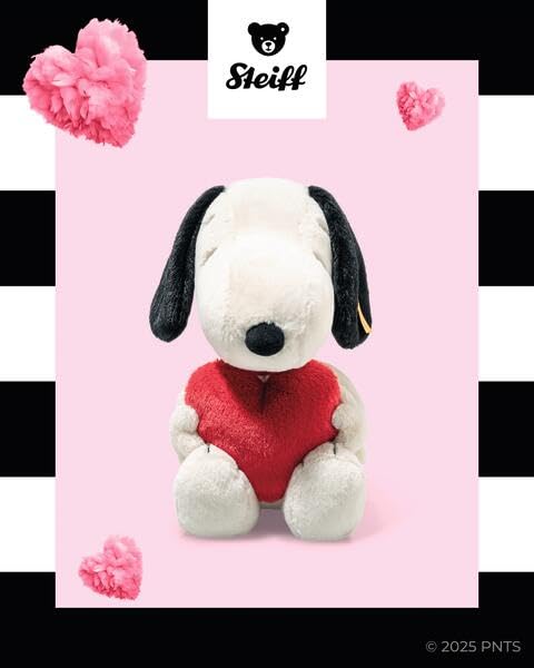 Steiff Snoopy Officially Licensed Love - Soft Plush Dog Toy Stuffed Animal Holding Red Heart Premium Peanuts Collectible, Snoopy, 12” - Image 7