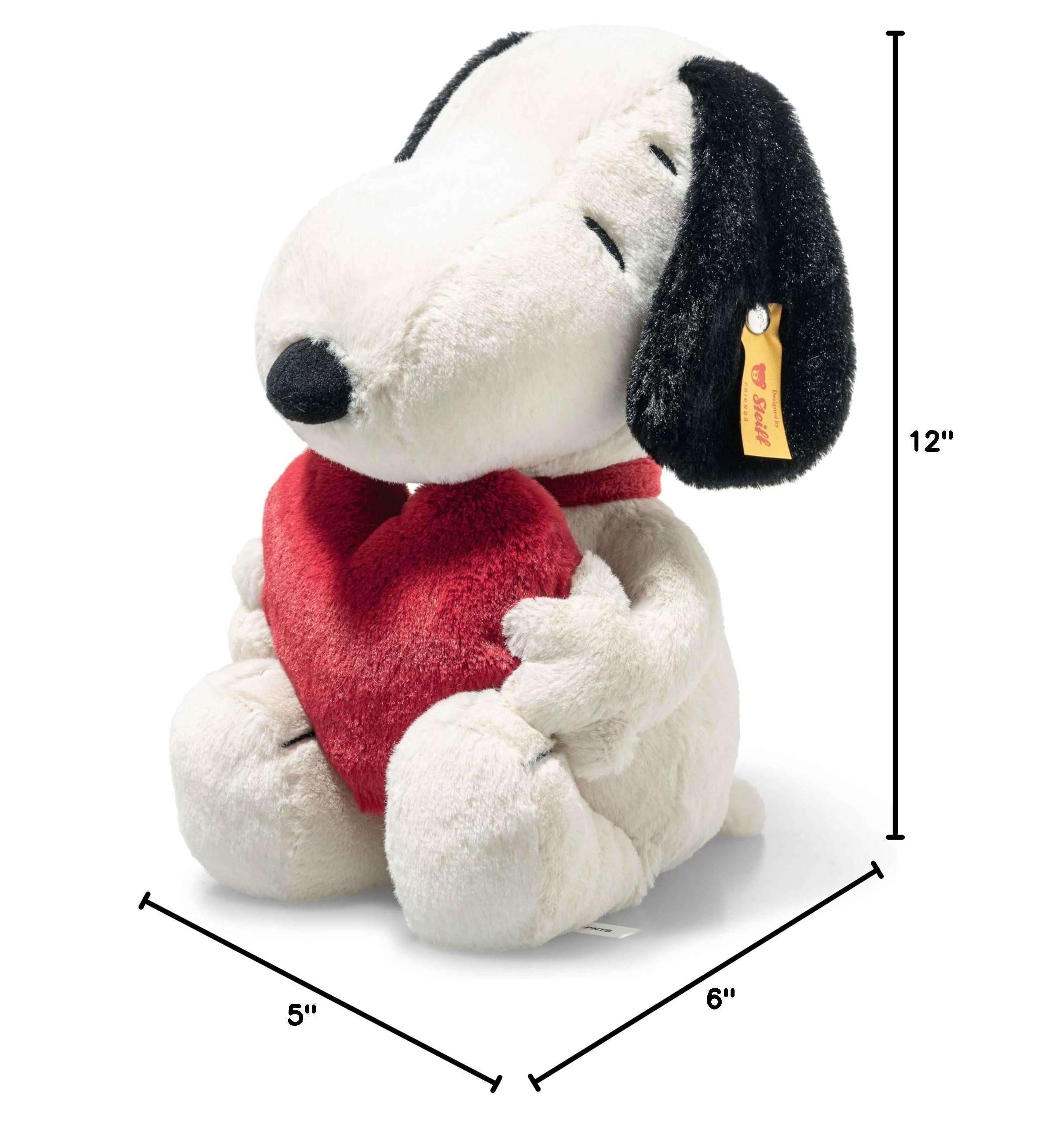 Steiff Snoopy Officially Licensed Love - Soft Plush Dog Toy Stuffed Animal Holding Red Heart Premium Peanuts Collectible, Snoopy, 12” - Image 8